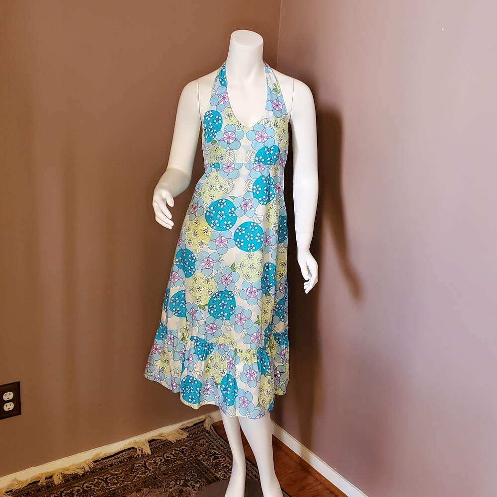 HANNA ANDERSSON floral cotton halter sun dress 4